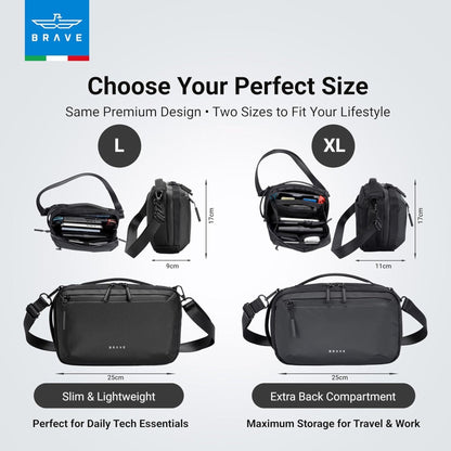 Brave Tech Pouch Organizer - Luxury Gadget Storage For Travel BTP-05 L - Black