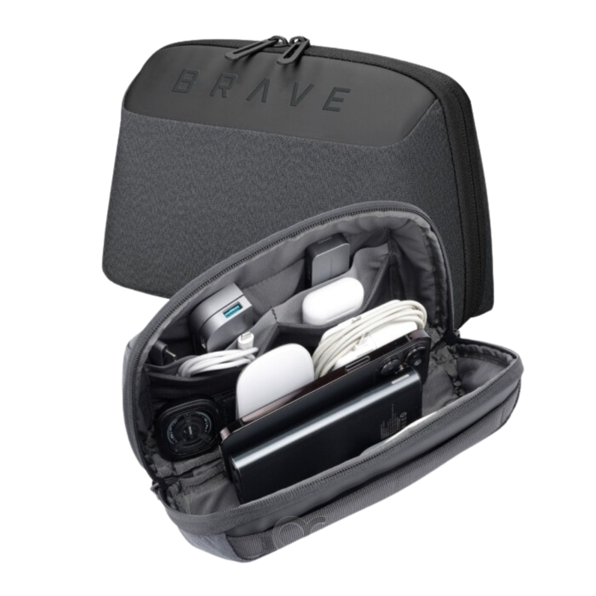 Brave Tech Pouch Organizer - Portable Gadget Storage Bag BTP-02 - Black