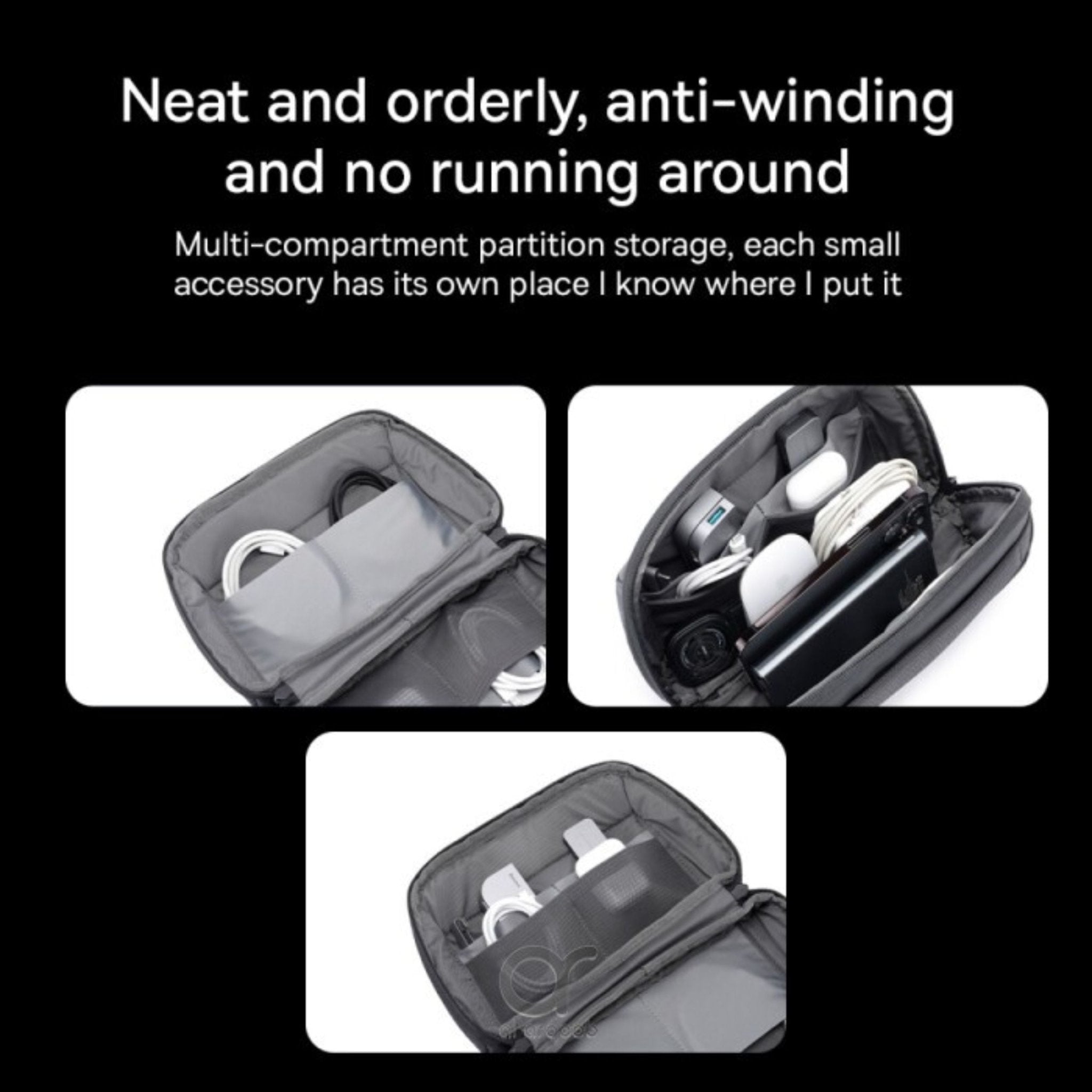 Brave Tech Pouch Organizer - Portable Gadget Storage Bag BTP-02 - Black