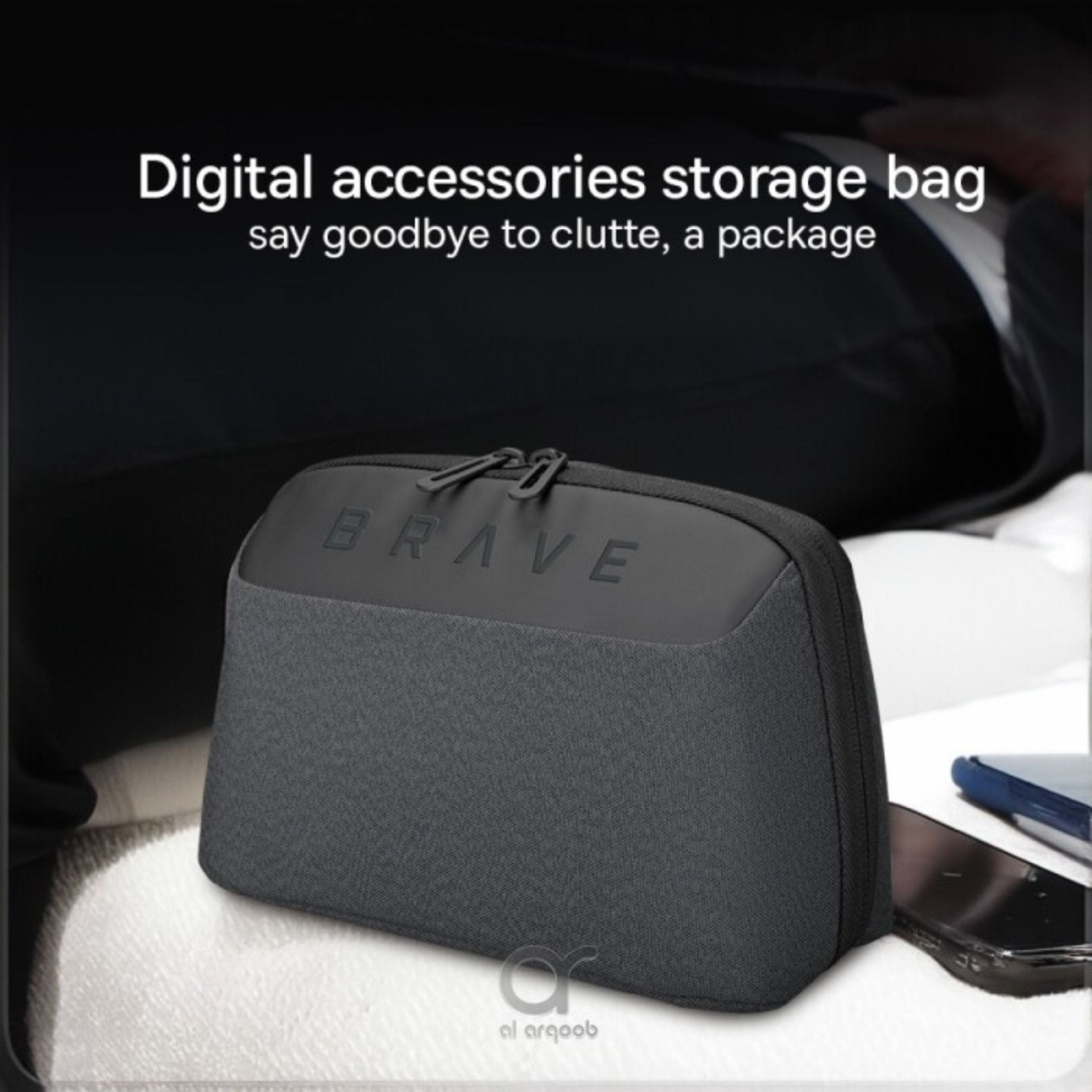 Brave Tech Pouch Organizer - Portable Gadget Storage Bag BTP-02 - Black