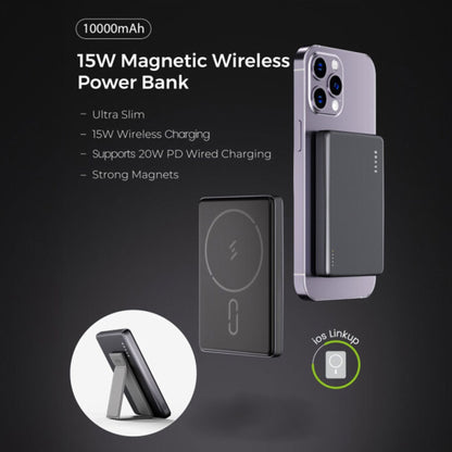 Brave Ultra Slim 5000mAh Magnetic Wireless Power Bank 20W With Stand - Black