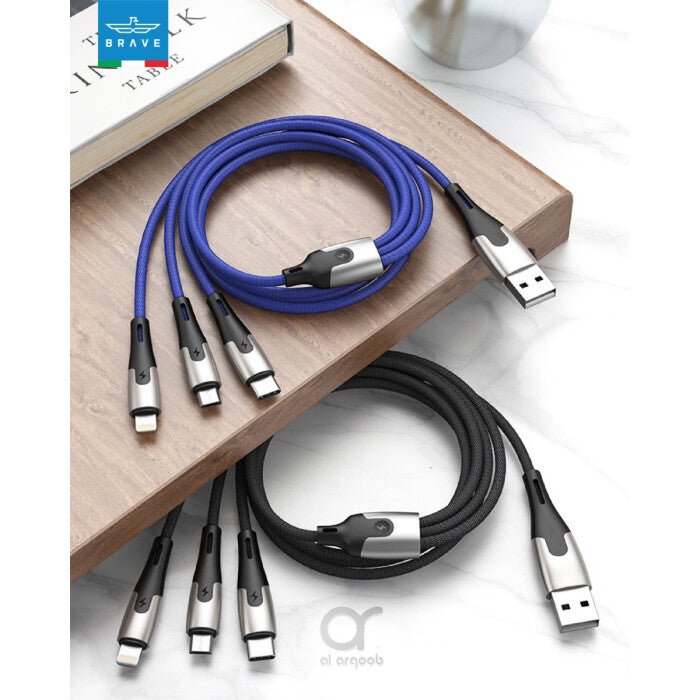 Brave Zinc 3 in 1 Charging Cable Micro + Lightning + Type-C 0.37m - Black