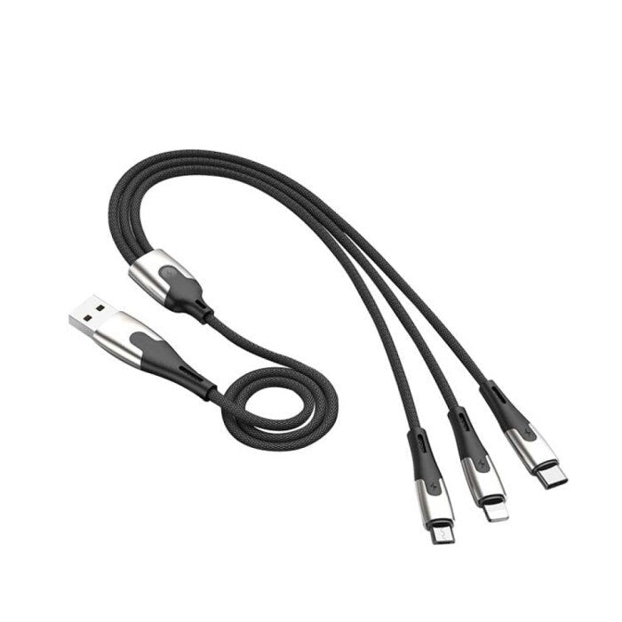 Brave Zinc 3 in 1 Charging Cable Micro + Lightning + Type-C 0.37m - Black