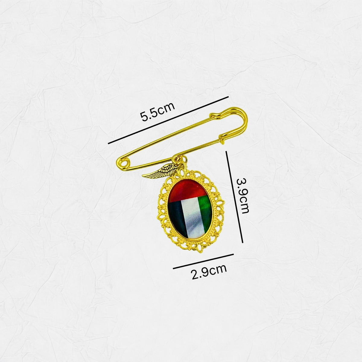 Brooch UAE Flag Pendant- Gold