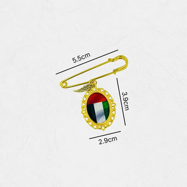 Brooch UAE Flag Pendant- Gold