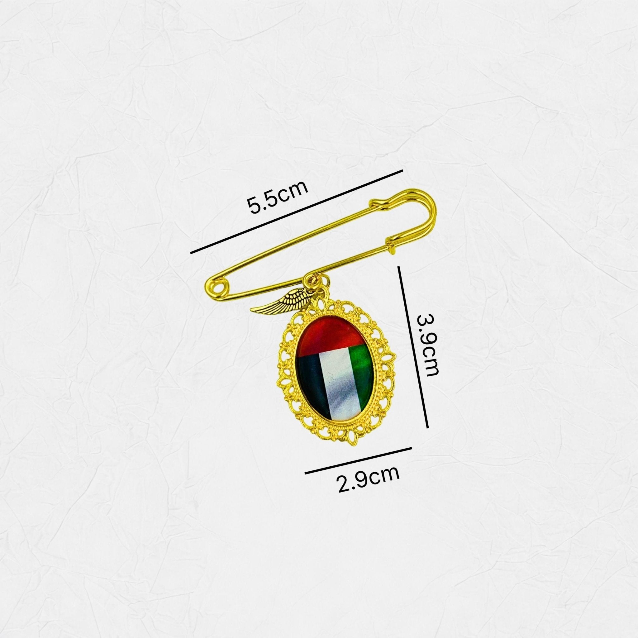 Brooch UAE Flag Pendant- Gold