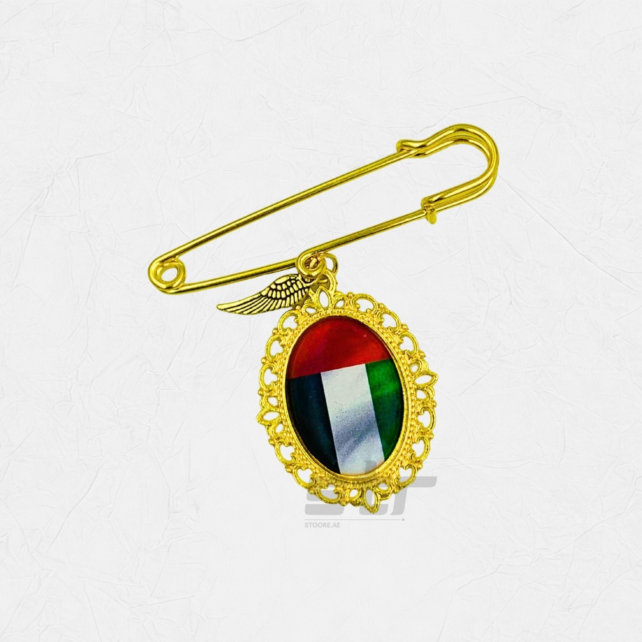 Brooch UAE Flag Pendant- Gold
