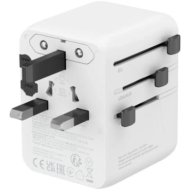 CANYON ONTOUR 70W PD Universal Travel Adapter 3USB-C 2USB-A and EU/UK/US/AUS - White