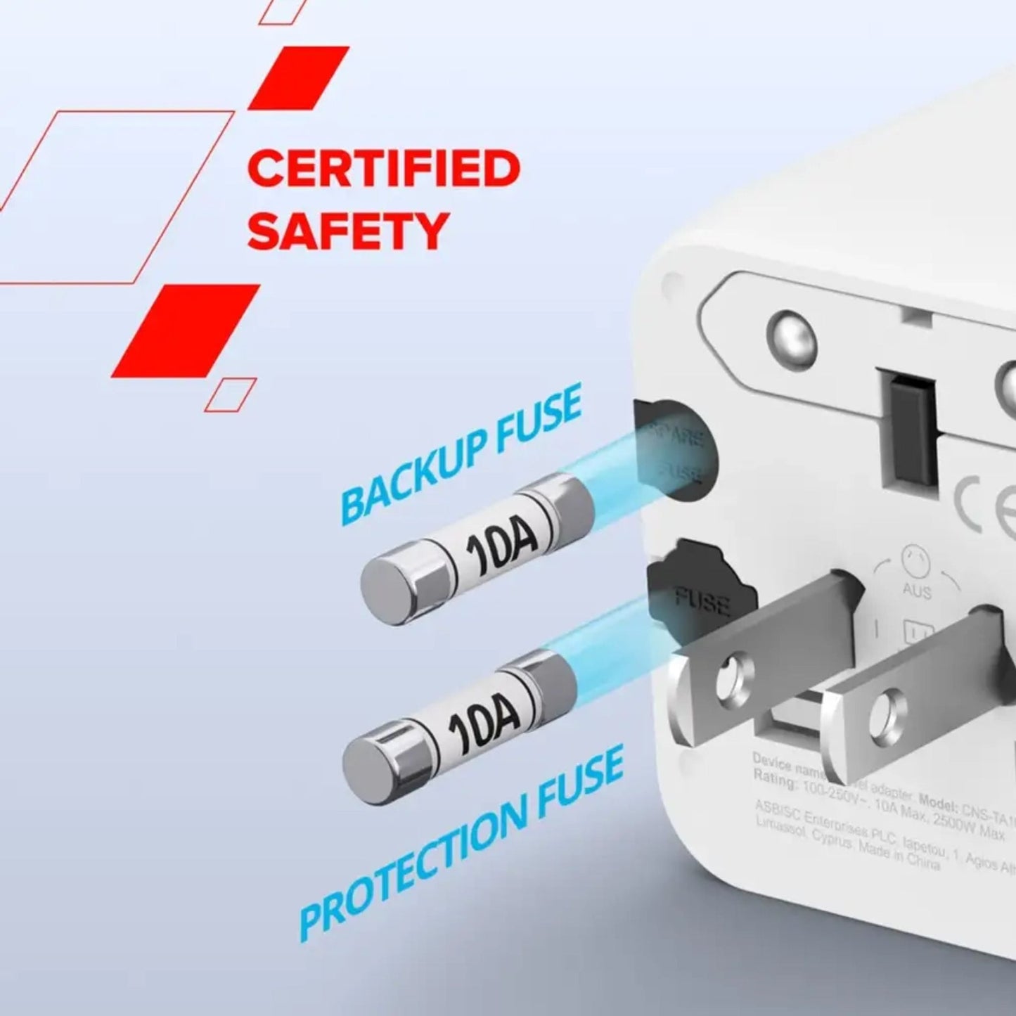 CANYON ONTOUR 70W PD Universal Travel Adapter 3USB-C 2USB-A and EU/UK/US/AUS - White