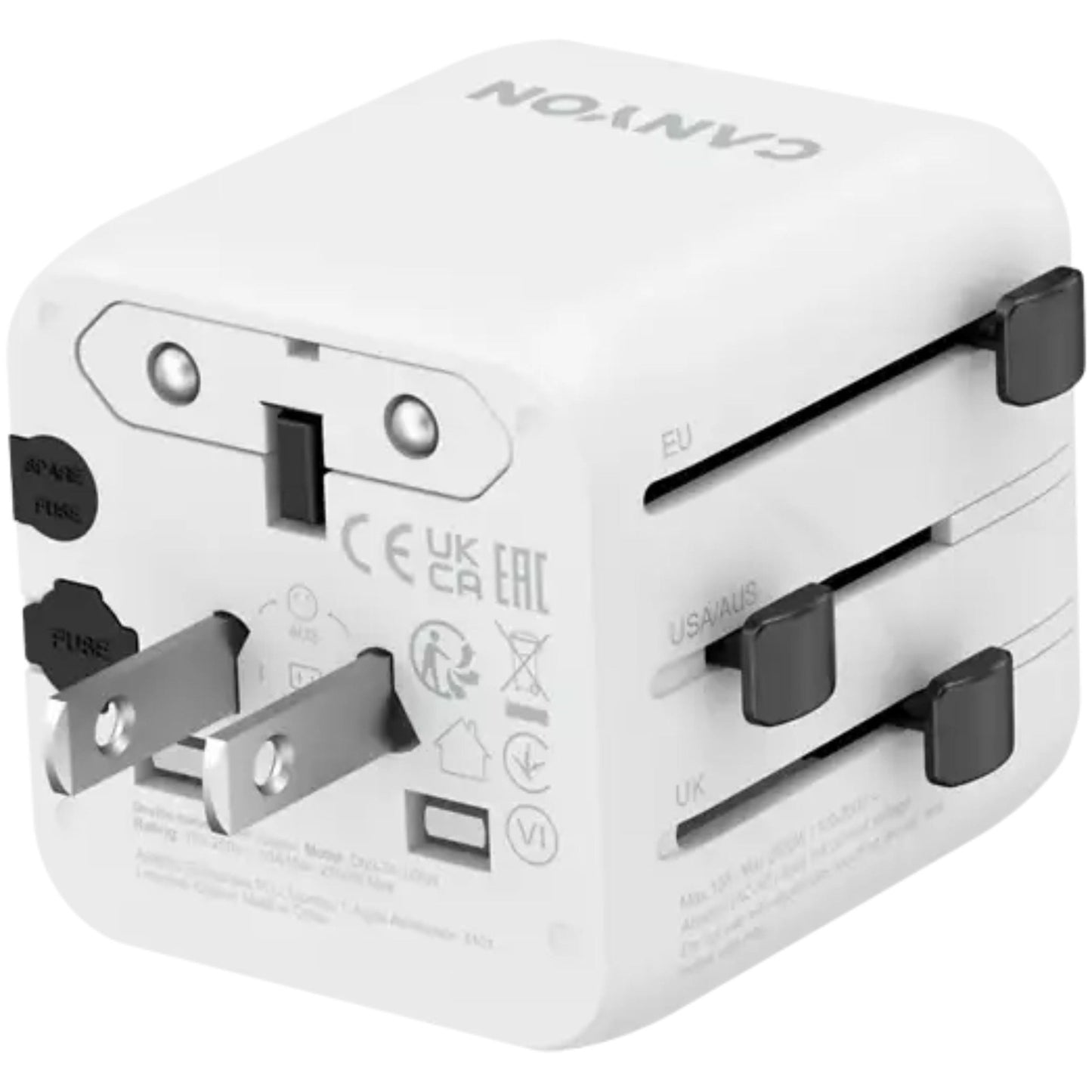 CANYON ONTOUR ONE Universal Travel Adapter EU/UK/US/AUS - White