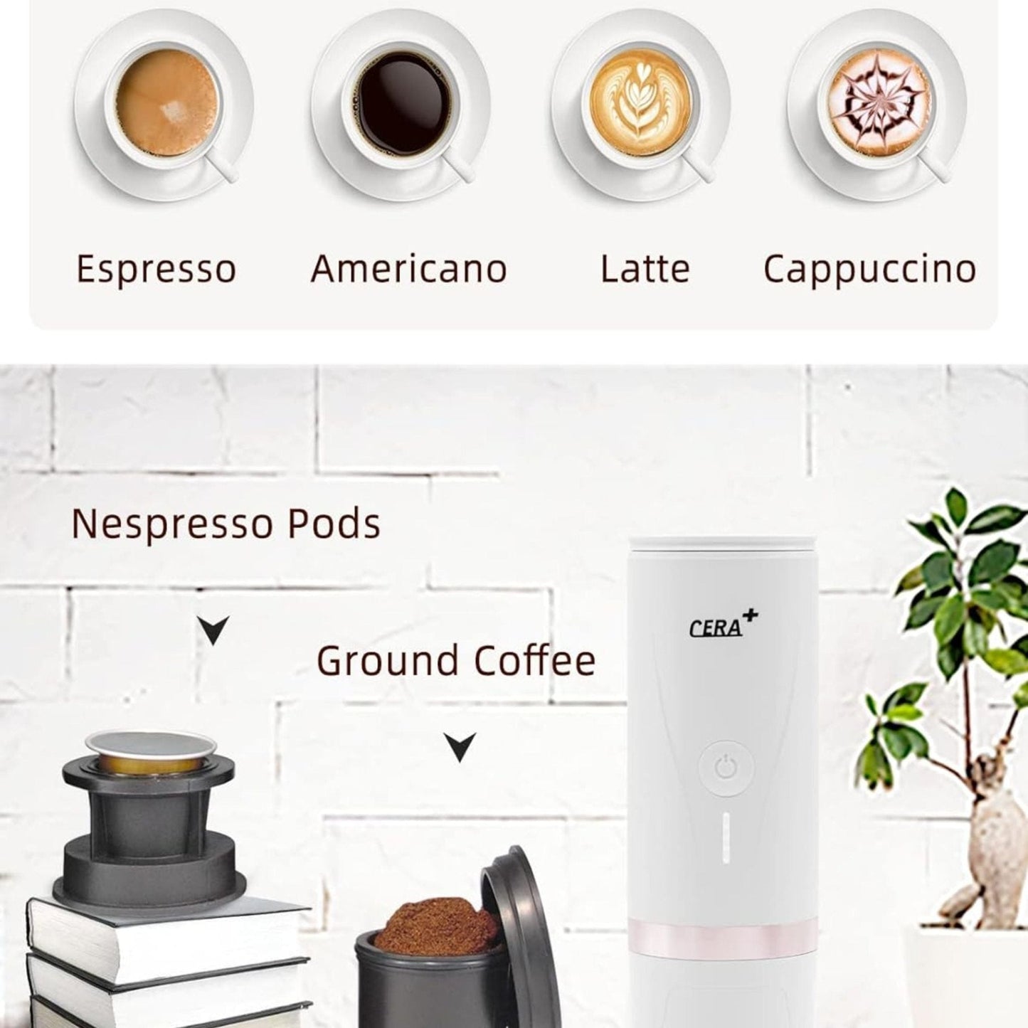 CERA+ Portable Coffee Maker PCM03 Heating by Battery