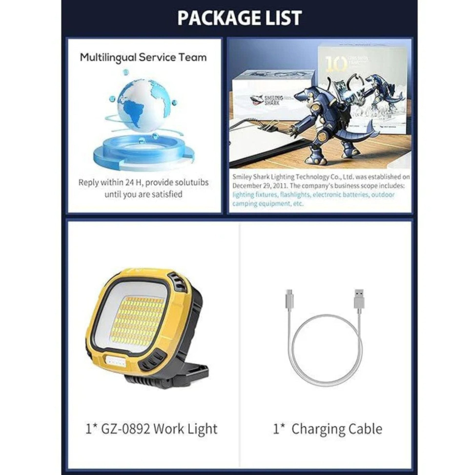 COB Rechargeable Multifunctional Work Light W891-2 - Yellow