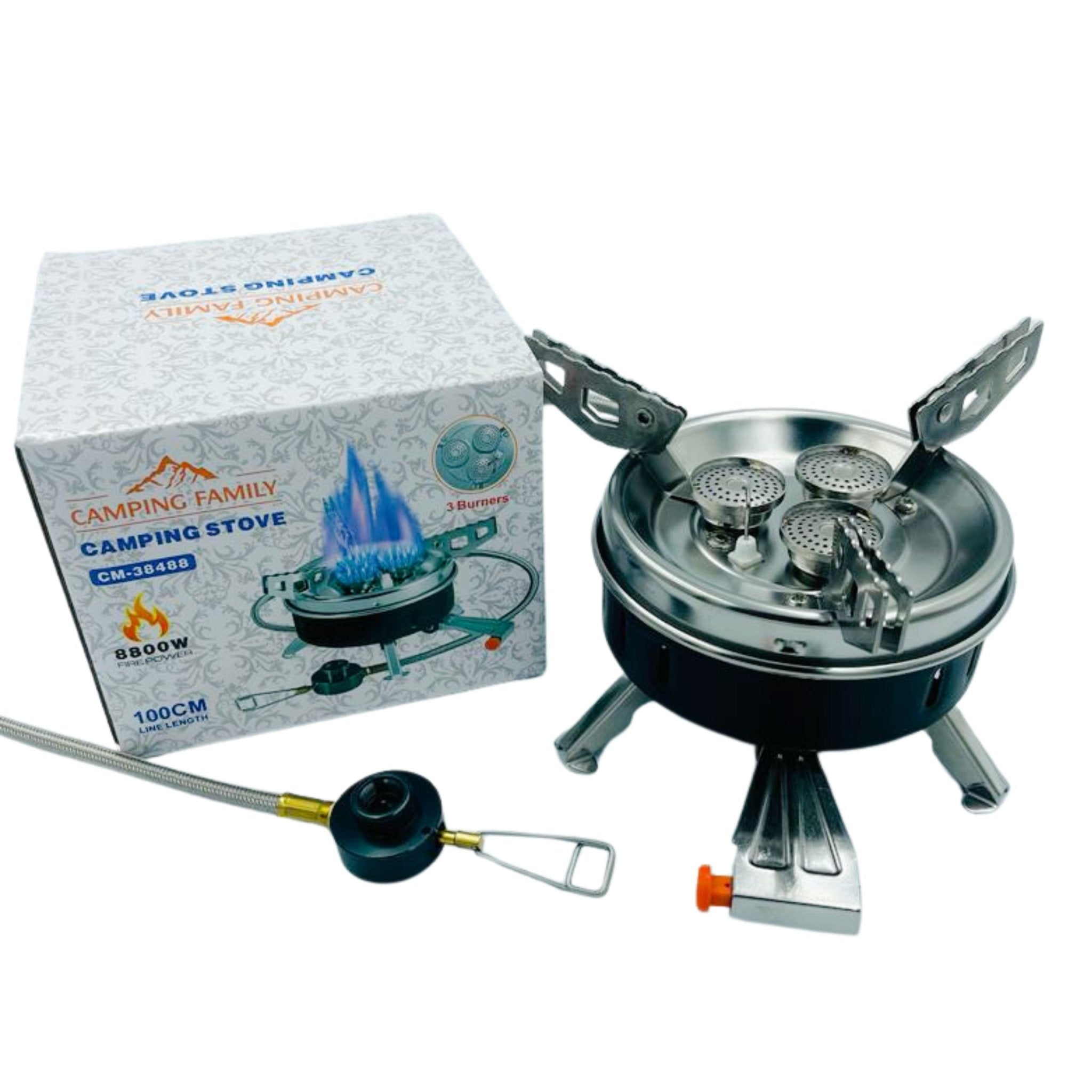 Camping Family Camping Stove 3 Burners 88000W CM-38488 - Black