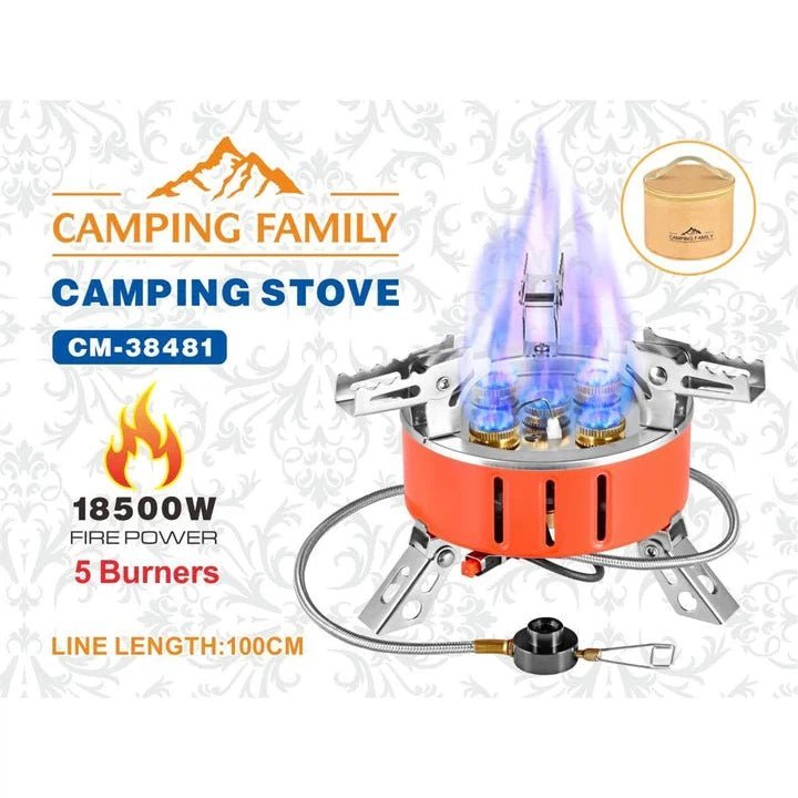 Camping Family Camping Stove 5 Burners 18500W CM-38481 - Orange