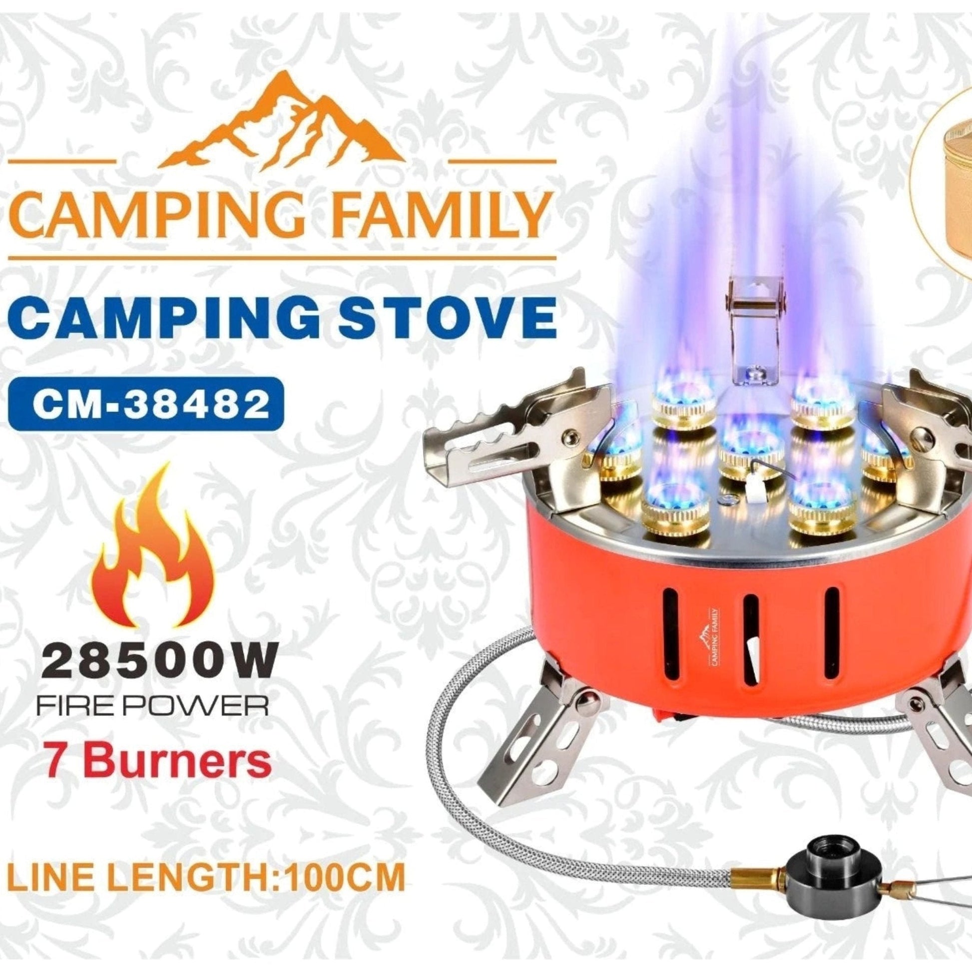 Camping Family Camping Stove 7 Burners 28500W CM-38482 - Orange