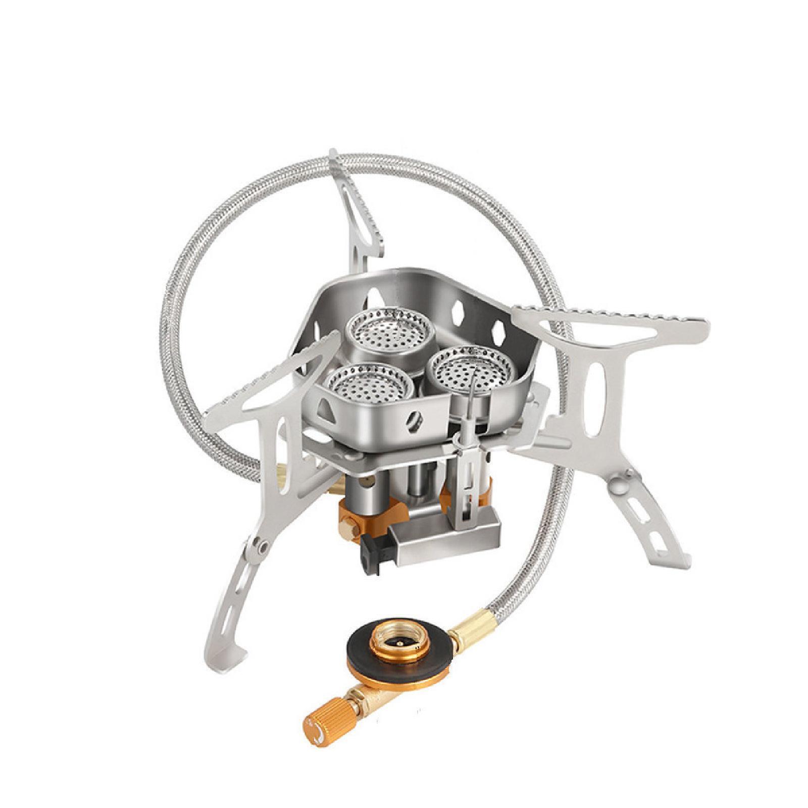 Camping Gas Stove Lightweight Portable Outdoor Stove Burner with Storage Box - Silver