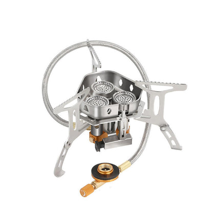 Camping Gas Stove Lightweight Portable Outdoor Stove Burner with Storage Box - Silver