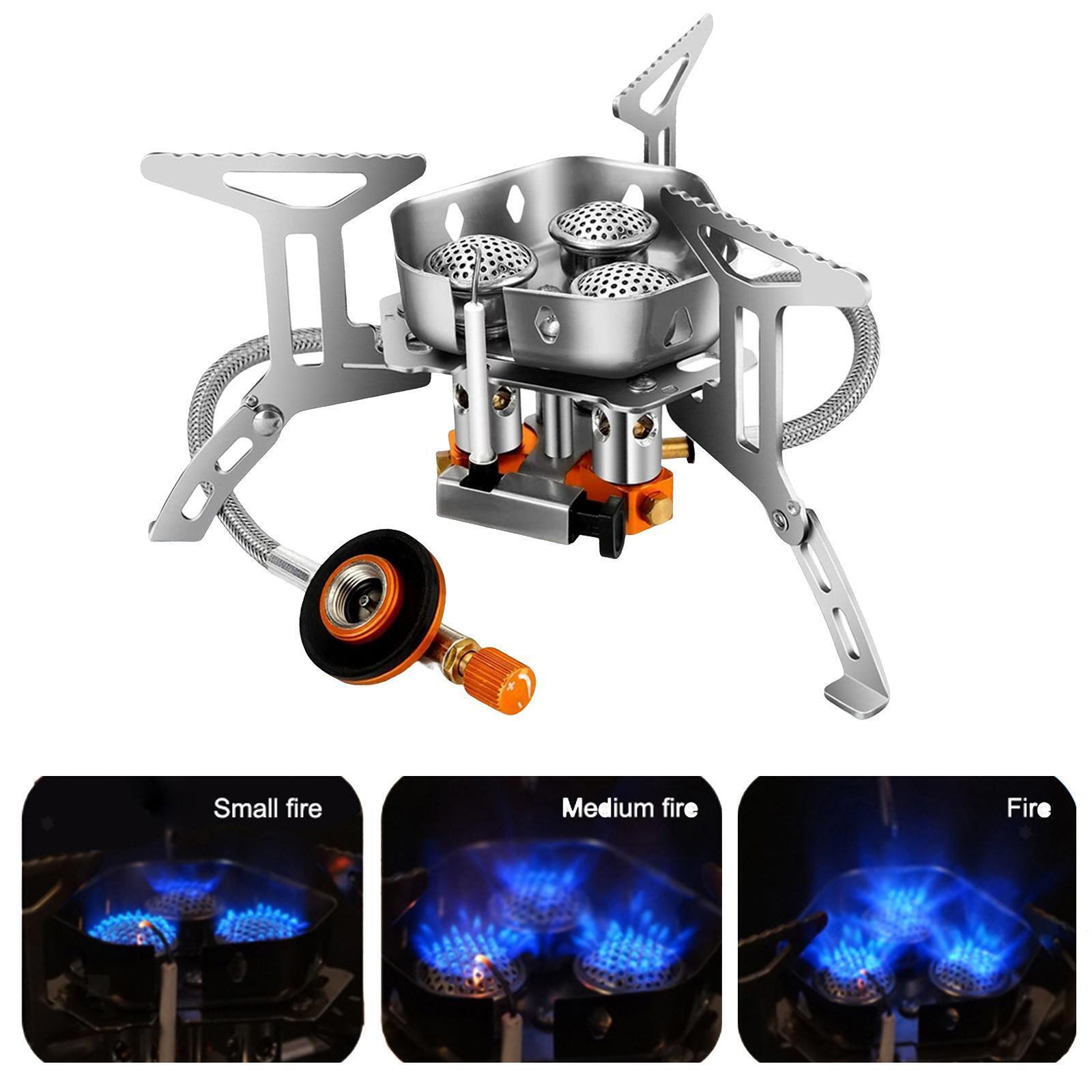 Camping Gas Stove Lightweight Portable Outdoor Stove Burner with Storage Box - Silver