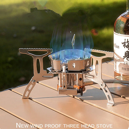 Camping Gas Stove Lightweight Portable Outdoor Stove Burner with Storage Box - Silver