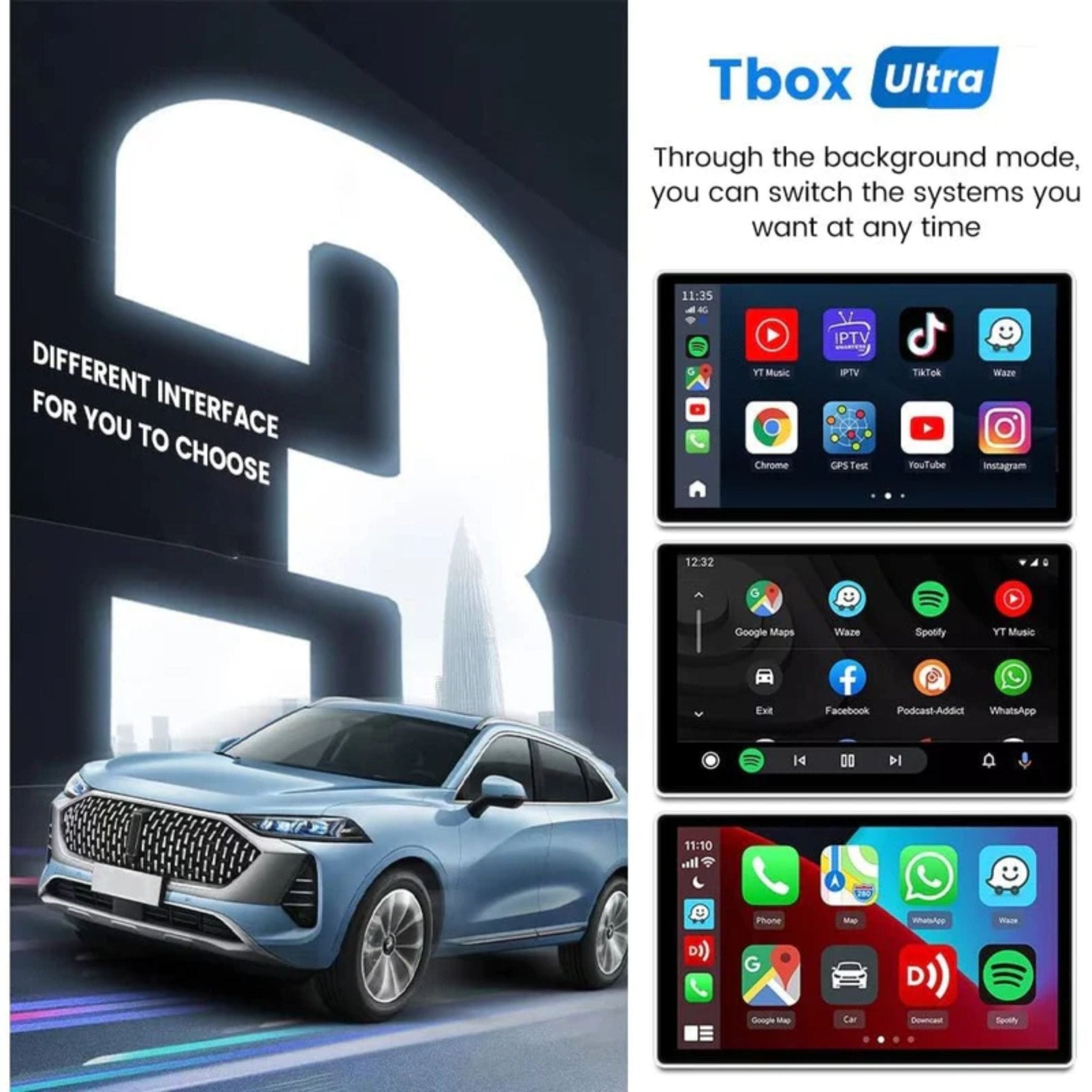 Car Android Box Full Android System 4G 8GB 128GB - Dark Blue