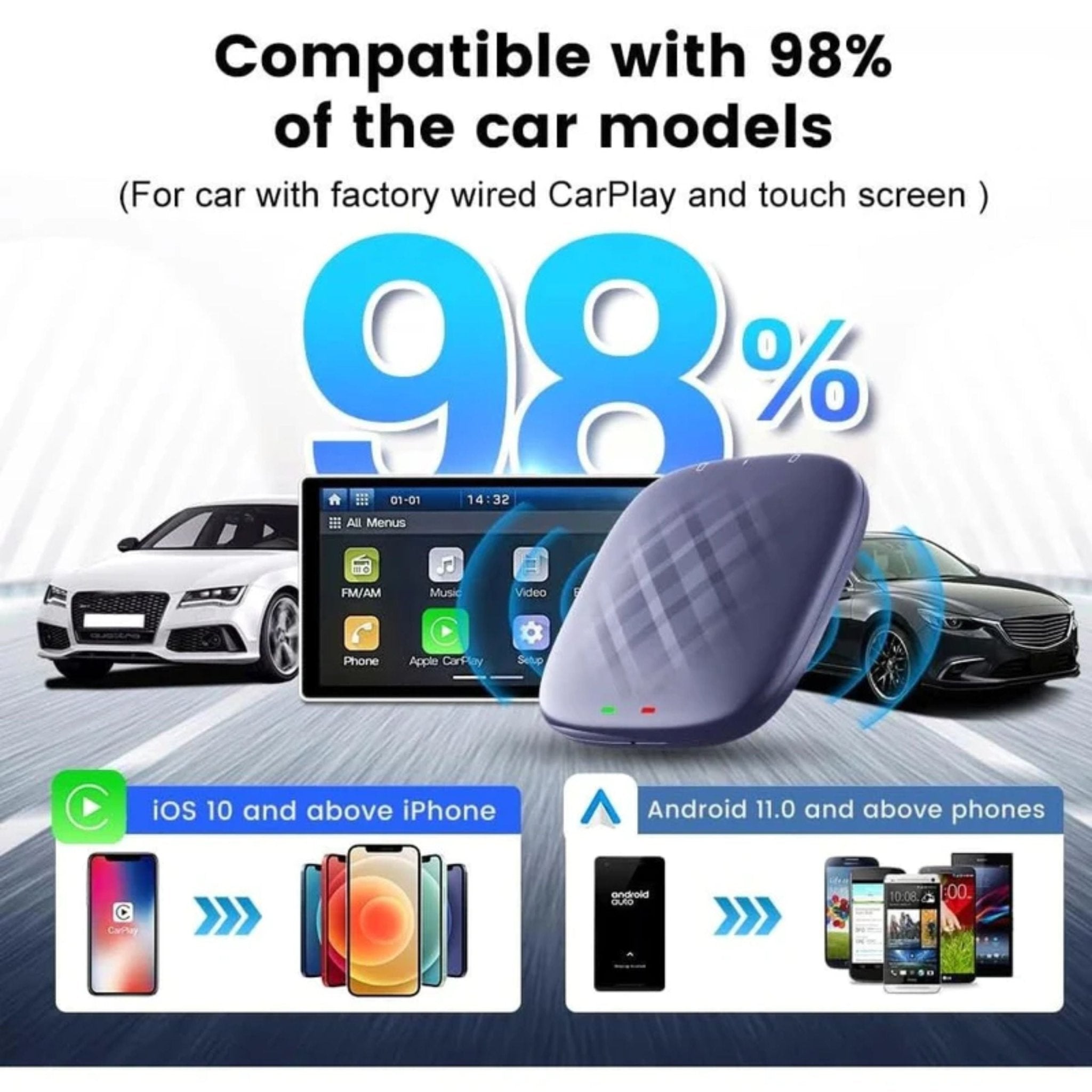 Car Android Box Full Android System 4G 8GB 128GB - Dark Blue