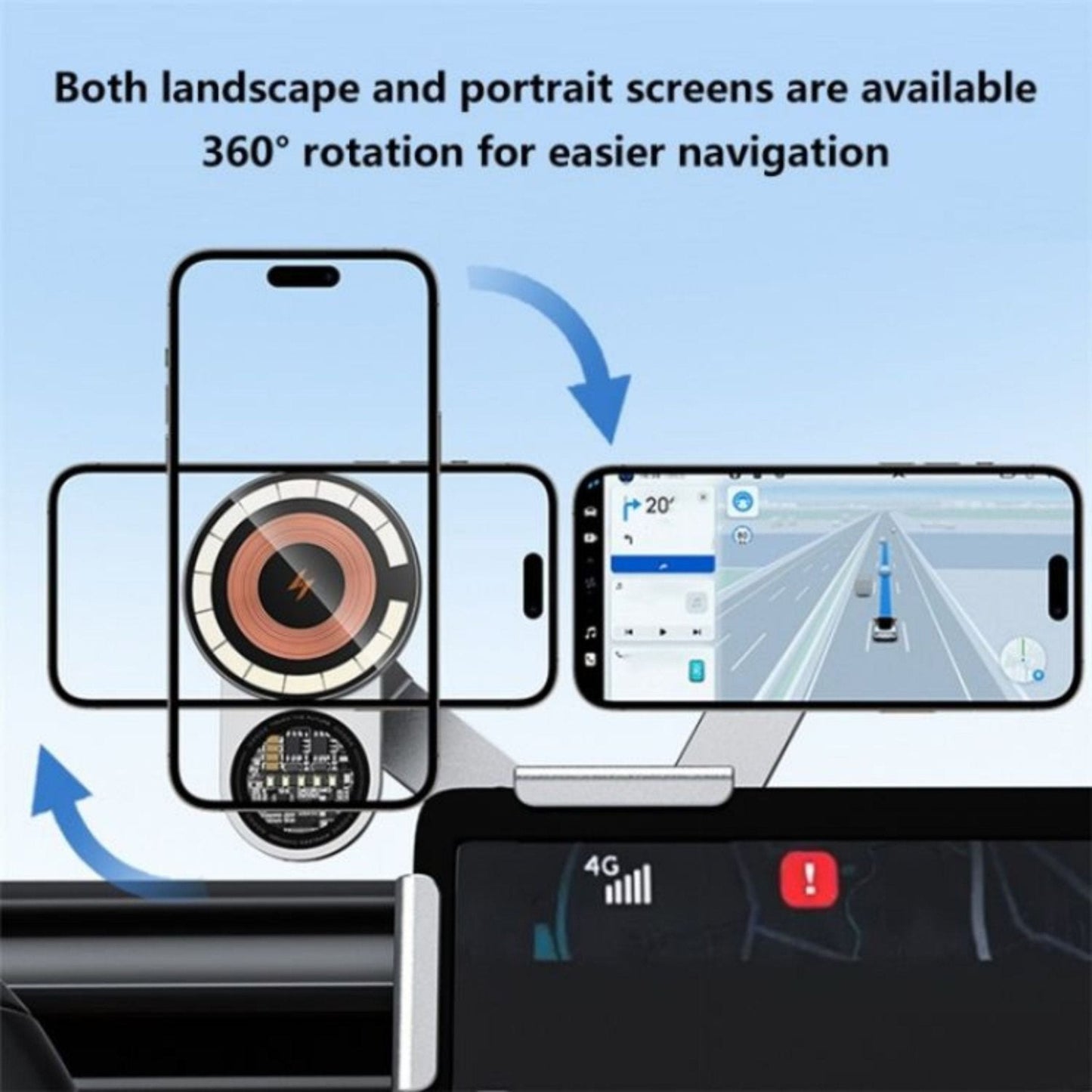 Car Screen Magnetic Wireless Charging Bracket A8s - Space Gray