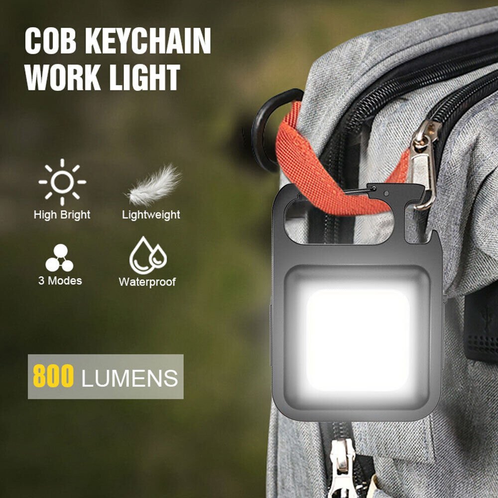 Cob Rechargeable Keychain Light - 2 - Black