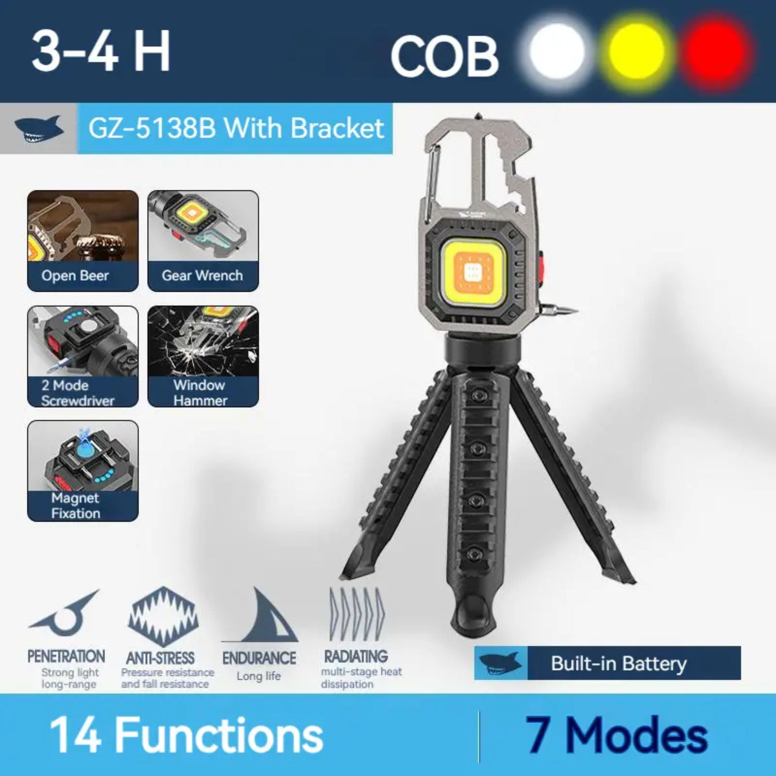 Cob RechargeableKeychain Light W5138 - Black