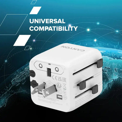 CANYON ONTOUR ONE Universal Travel Adapter EU/UK/US/AUS - White