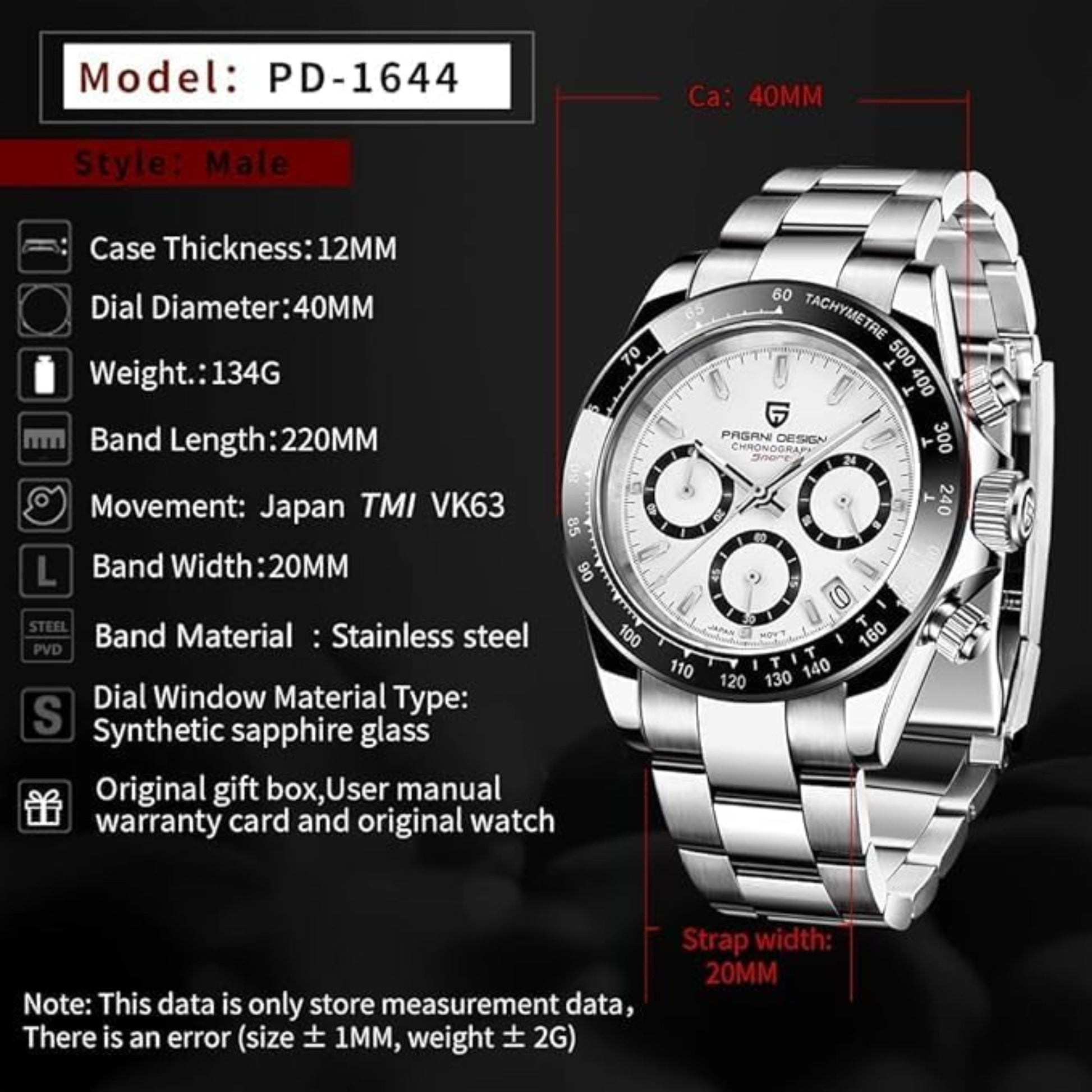 PAGANI DESIGN Men’s Chronograph Sport Watch – White