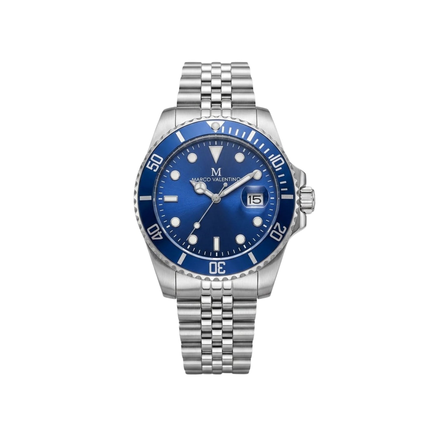 MARCO VELENTINO Men’s Diver-Style Stainless Steel Watch – Blue