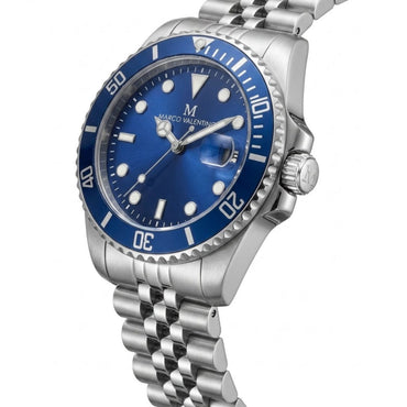 MARCO VELENTINO Men’s Diver-Style Stainless Steel Watch – Blue