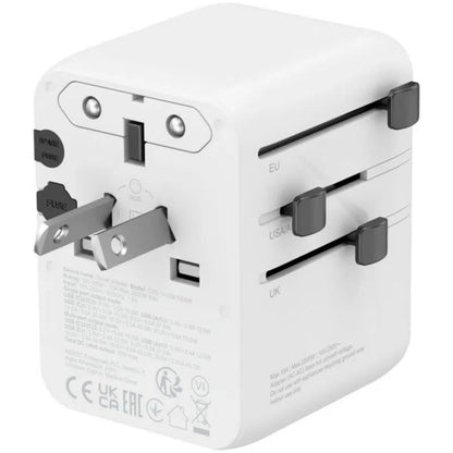 CANYON ONTOUR 70W PD Universal Travel Adapter 3USB-C 2USB-A and EU/UK/US/AUS - White