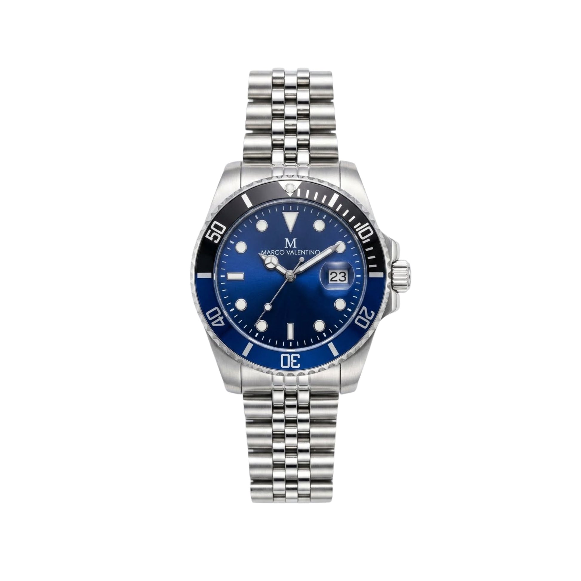 MARCO VELENTINO Men’s Diver-Style Stainless Steel Watch – Blue