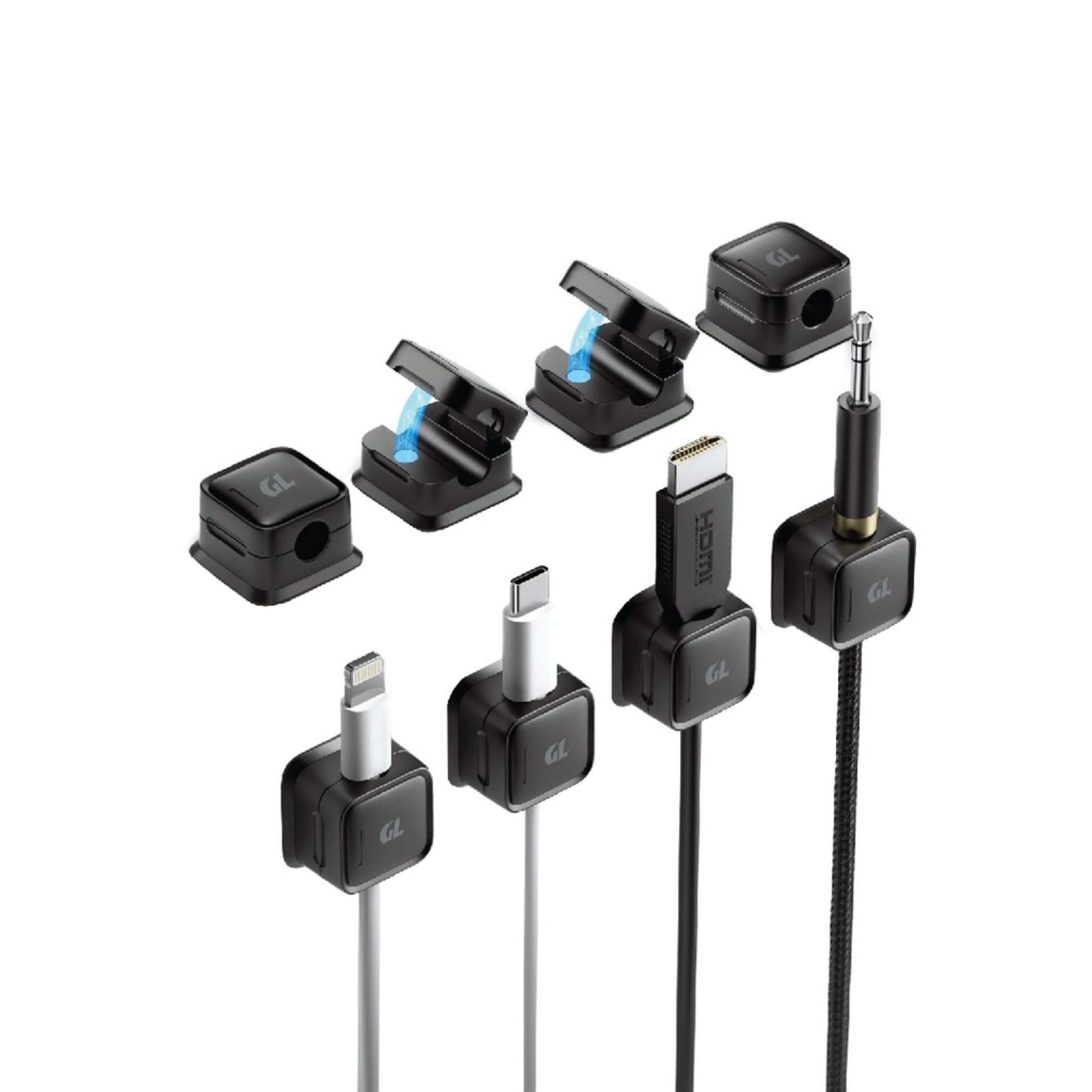 Green Lion Magnetic Clip Cable Organizer 10 pcs Set - Black