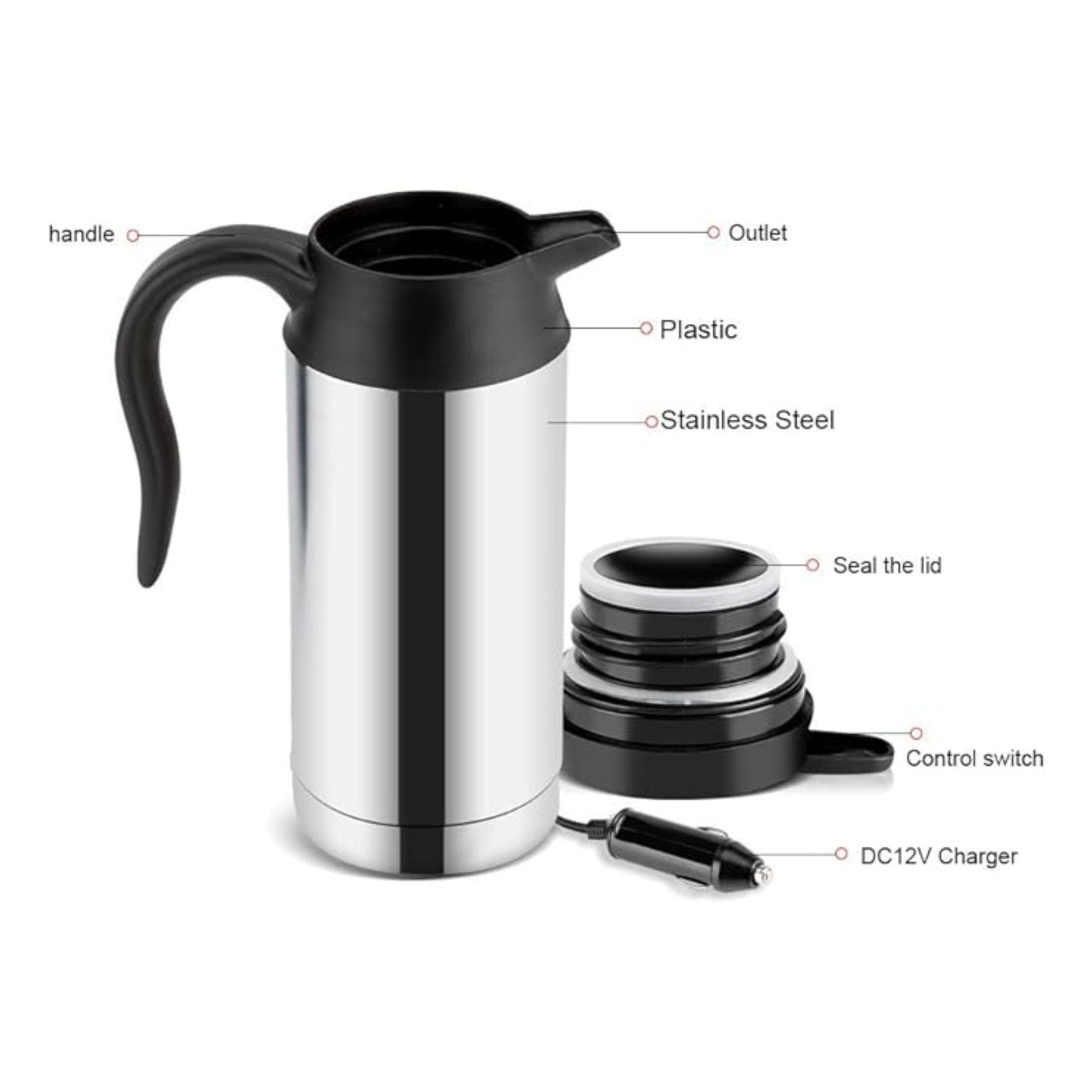 DLC Traveller Kettle 750ml HT2251 - Silver&Black