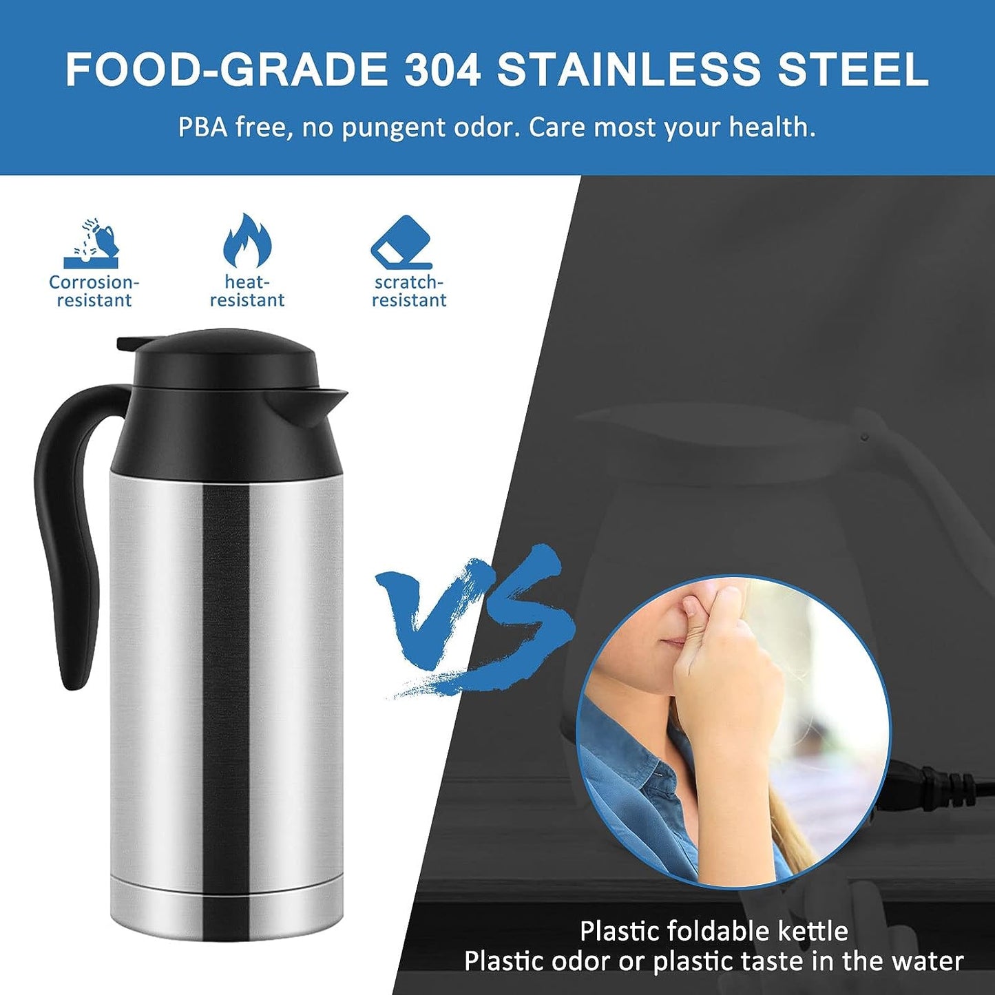 DLC Traveller Kettle 750ml HT2251 - Silver&Black