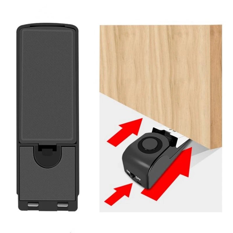 Door Stop Alarm - With Battery, Doorstop Safety Tools for Home - Black
