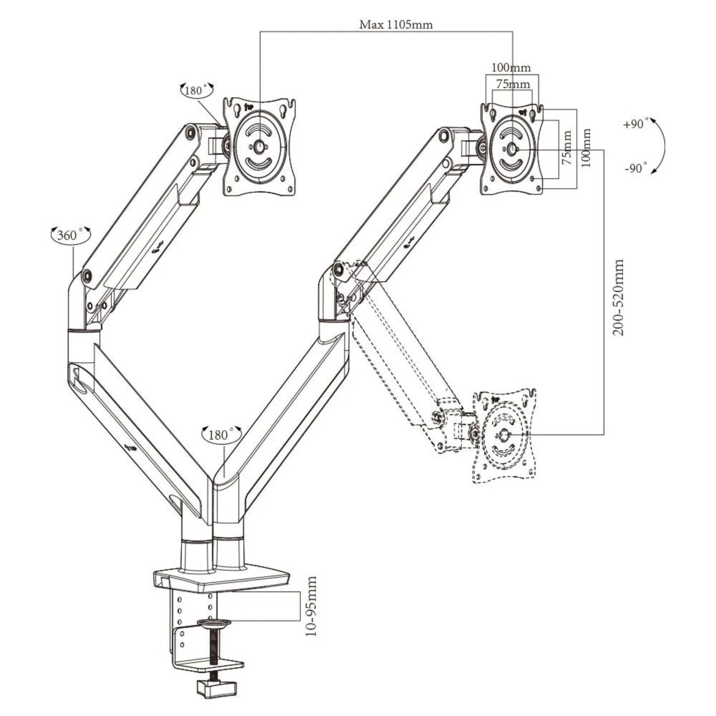 Dual Monitor Desk Mount M10 - 24