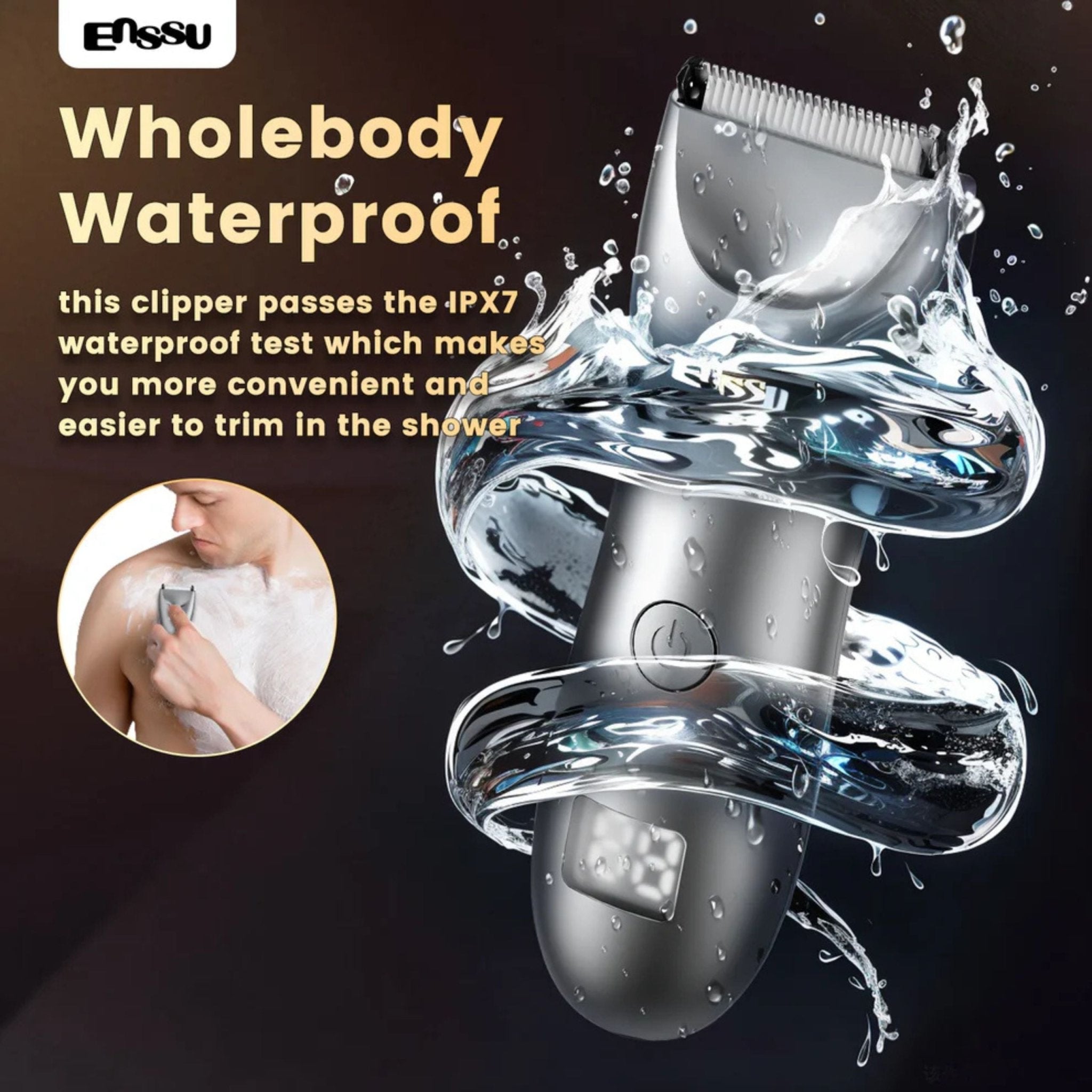 ENSSU Waterproof Hair Clipper - Gray