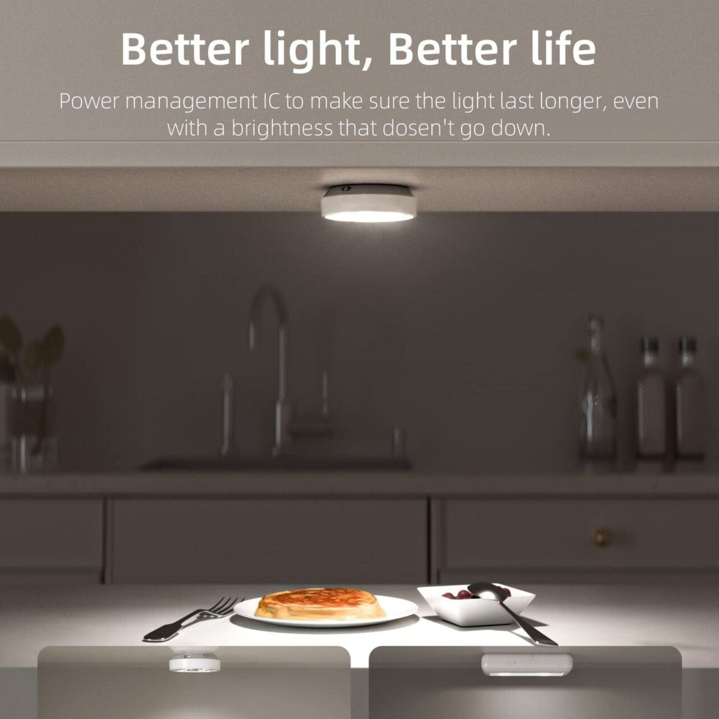EZVALO EzLumi Puck Pro Group Control Under Cabinet Lights with Remote 6pc - White