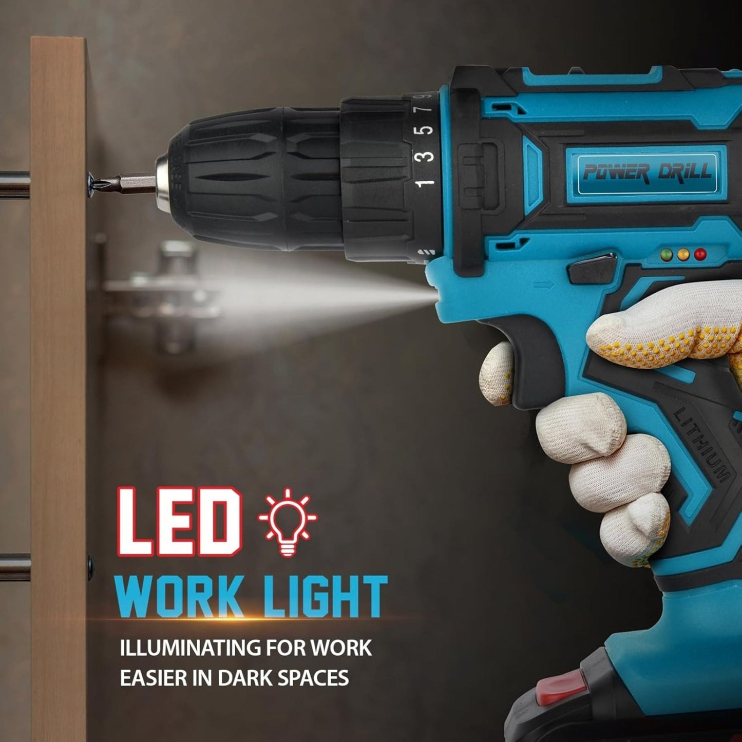 Electric 21V Powerful Cordless Drill Set with 2 Batteries & 246-Pieces Drill Set