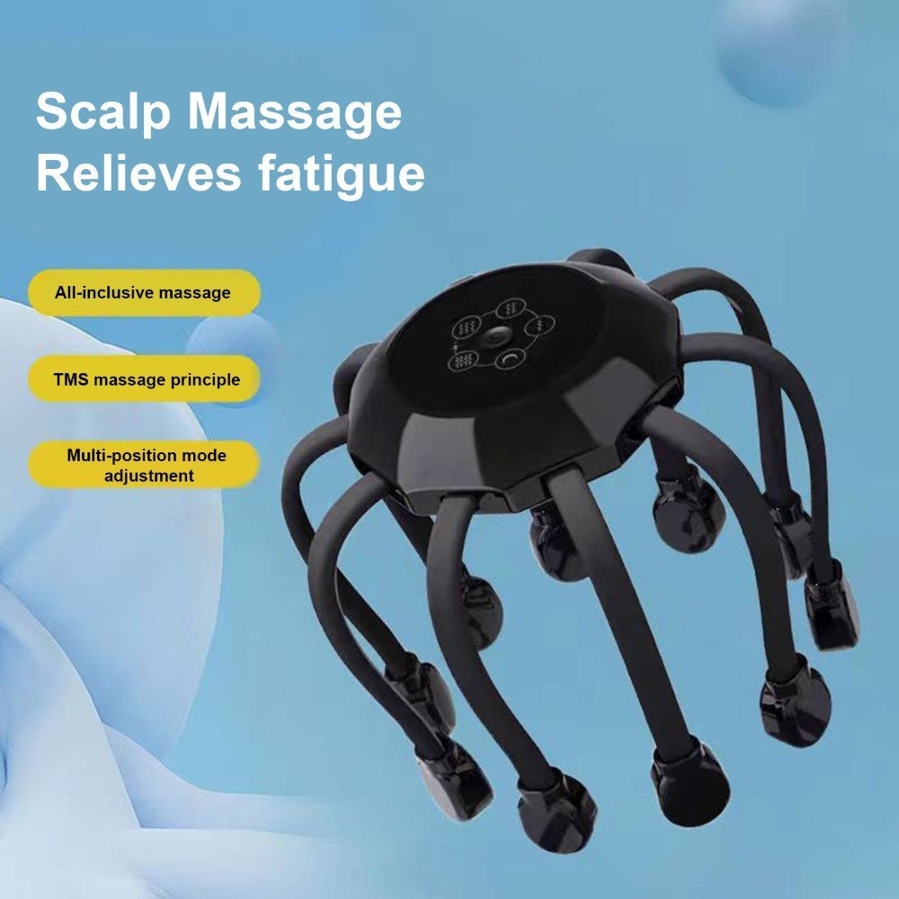 Electric Vibration Octopus Head Massager - Black
