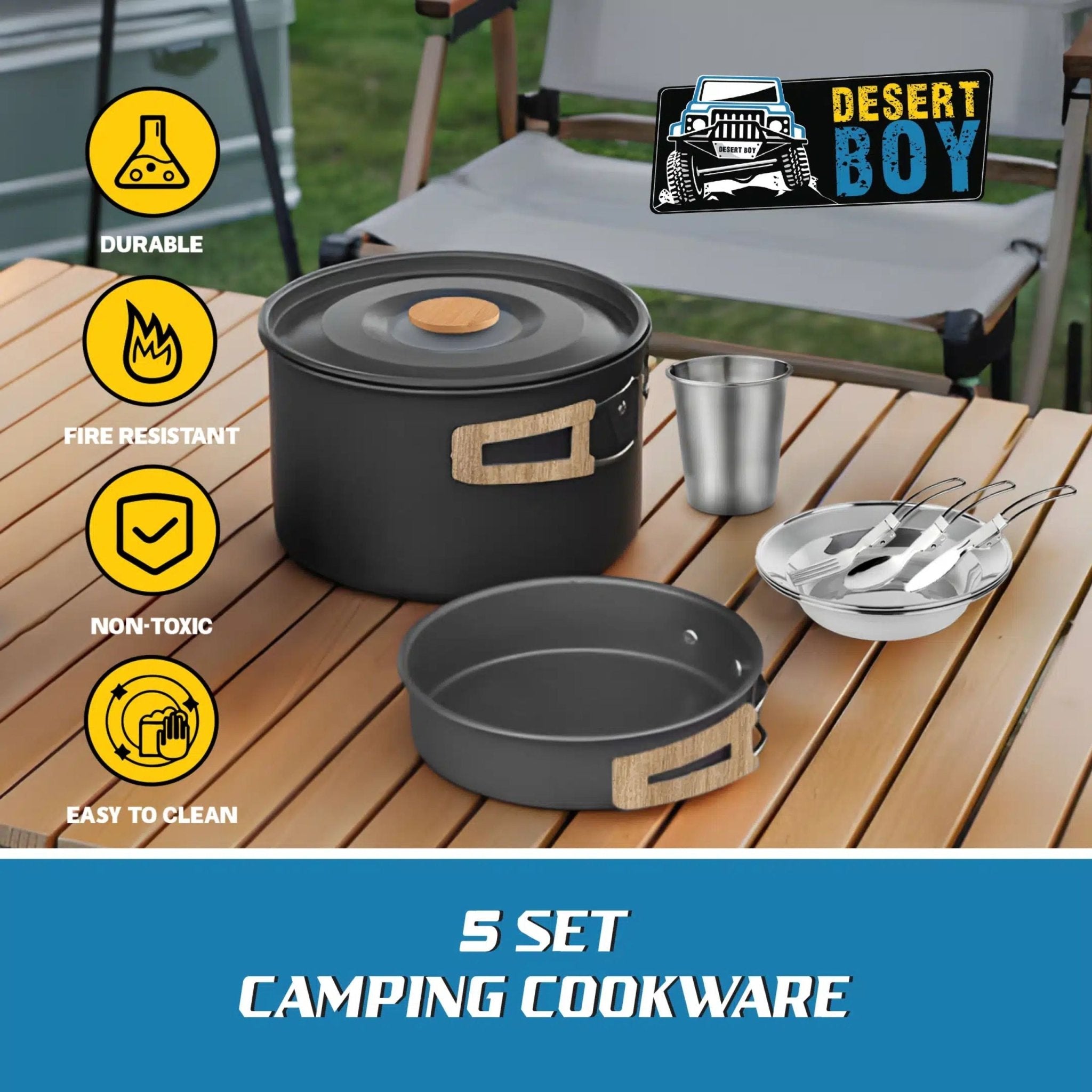 FORCE USA 5 Set Camping Coockware CK004 - Grey