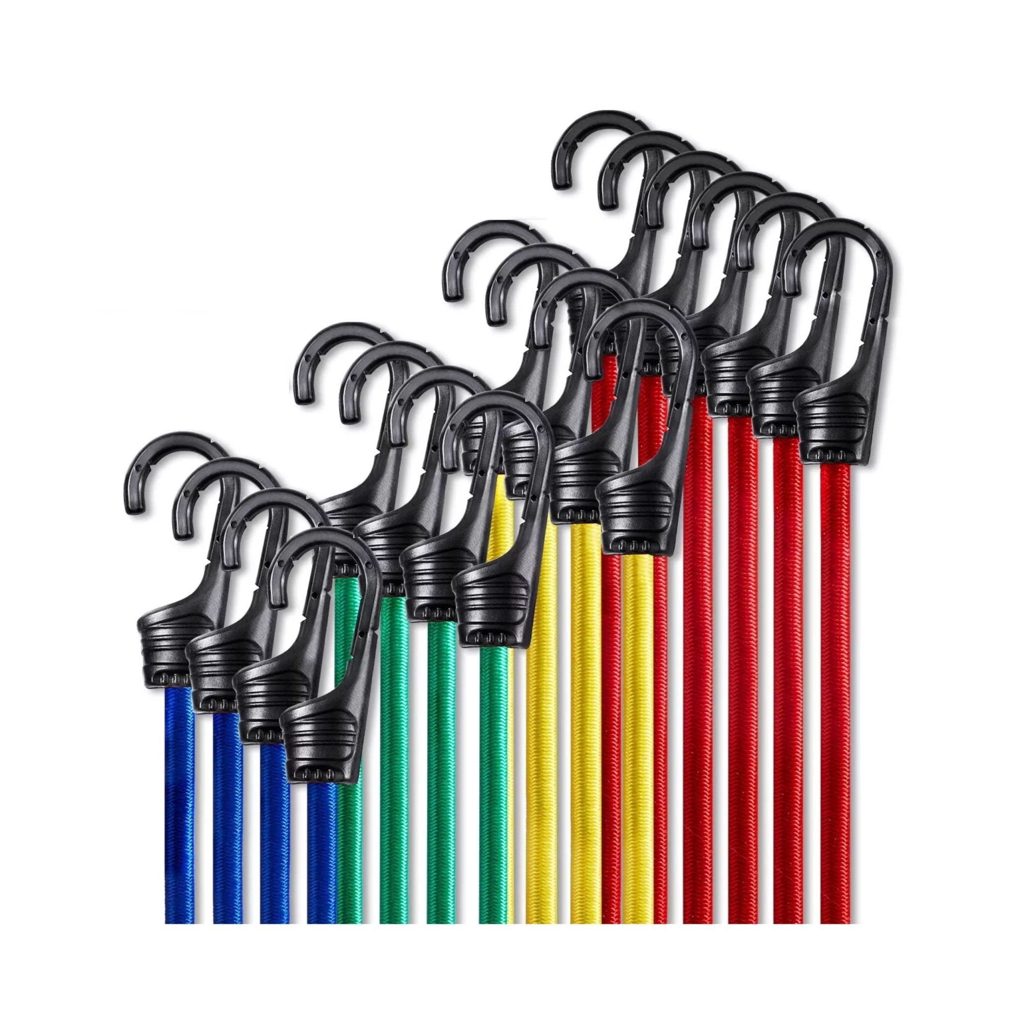 FORCE USA Bungee Cords Kit 12pc TB124 - Red,Green,Yellow