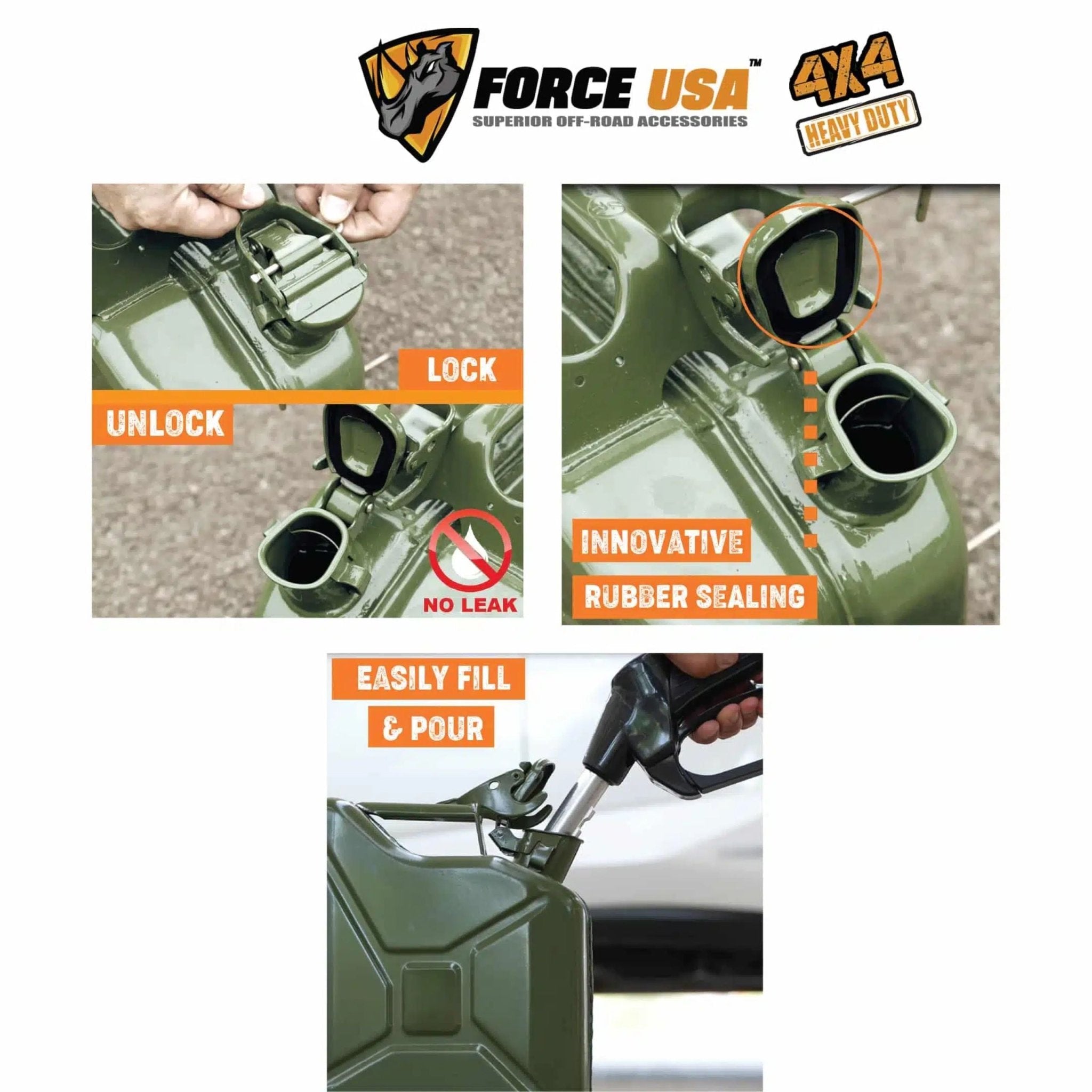 FORCE USA Jerry Can 10L JC001 - Green