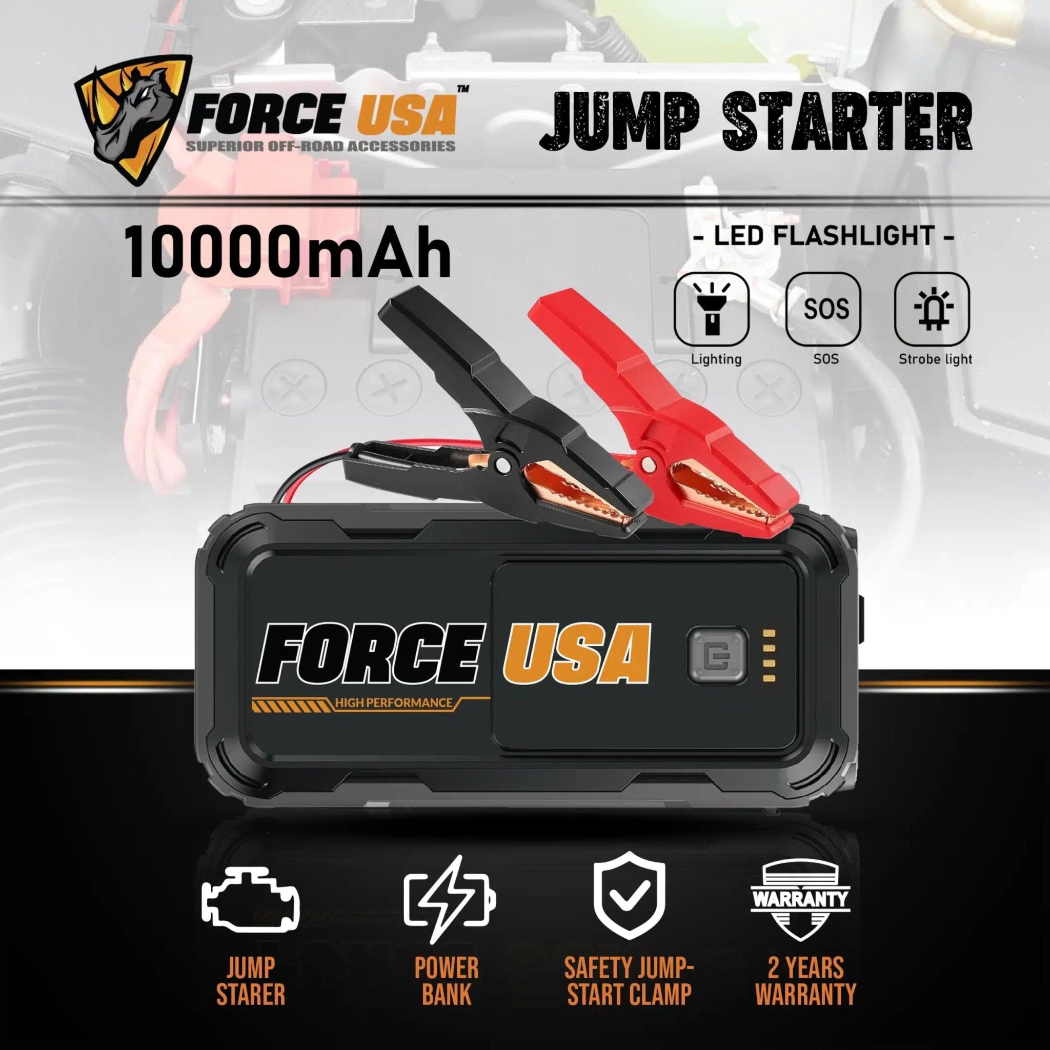 FORCE USA Jumb Starter 3.7V/10000mAh(37wh) JS001 - Black