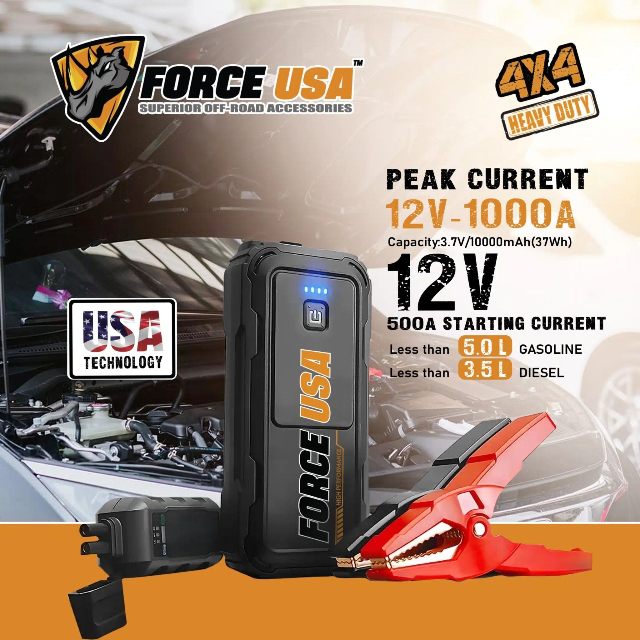 FORCE USA Jumb Starter 3.7V/10000mAh(37wh) JS001 - Black