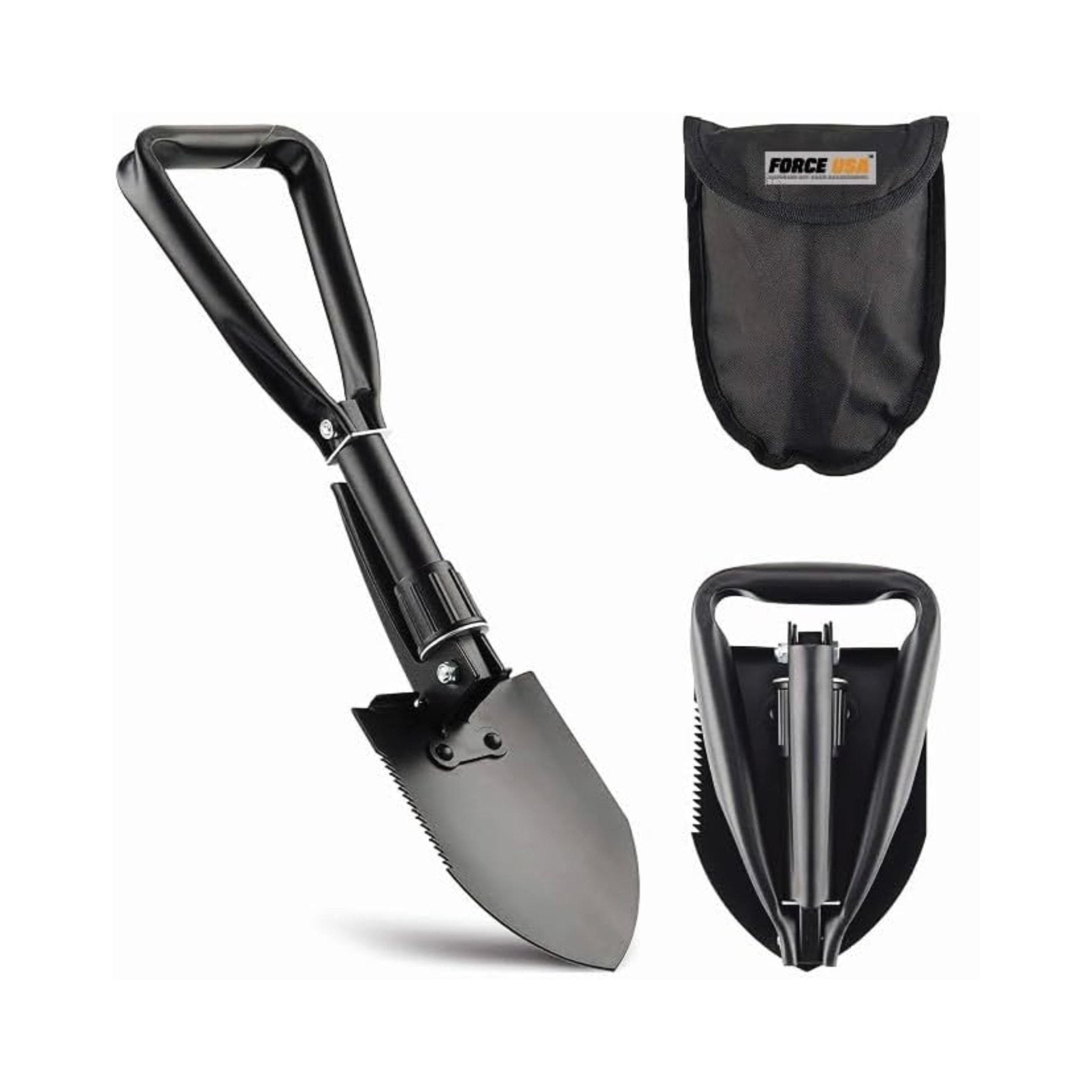 FORCE USA Mini Folding Shovel High Carbon Steel (58CM) SH002 - Black