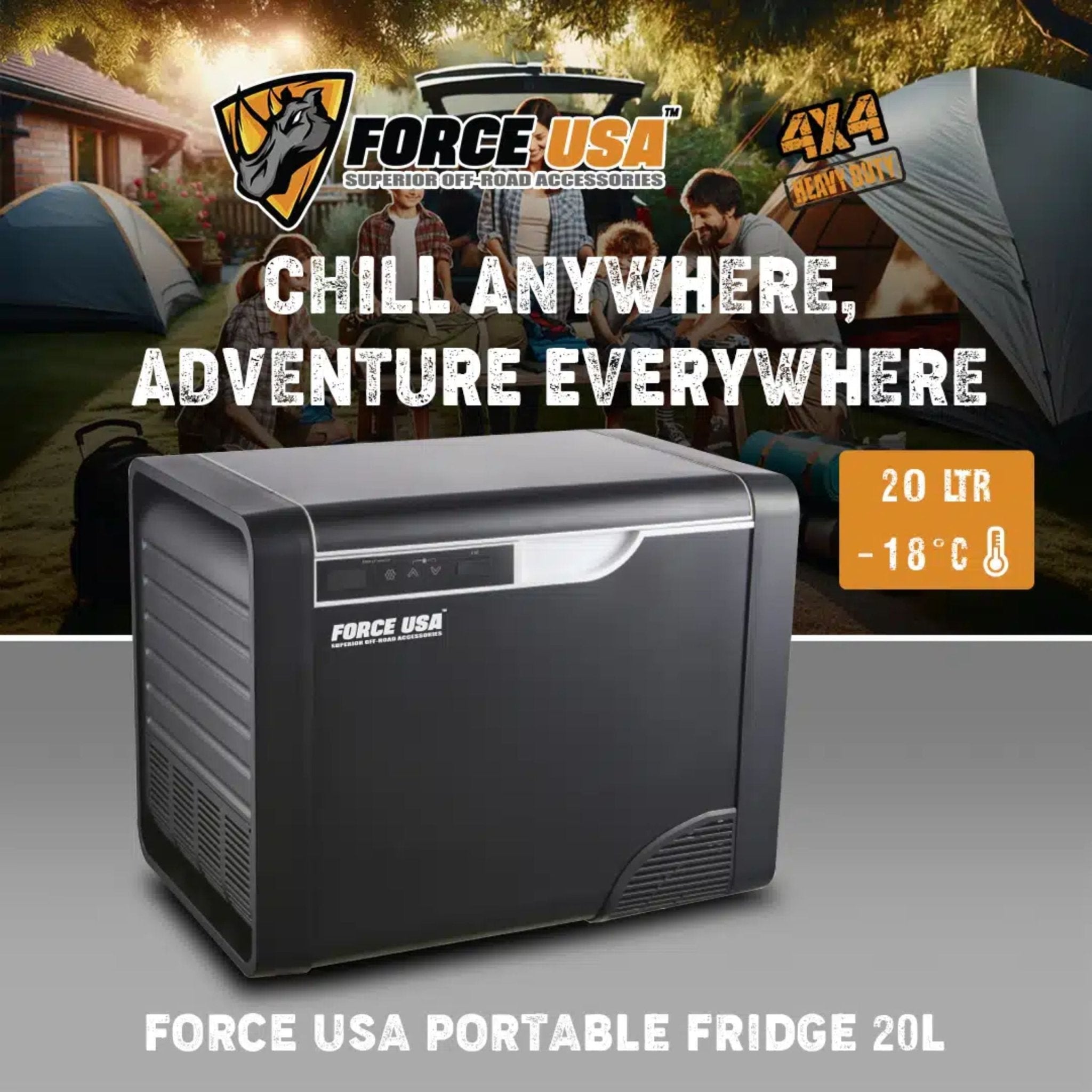 FORCE USA Portable Fridge 20LTR RG011 - Black